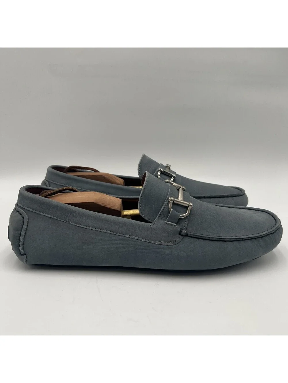 Men’s Saks Fifth Avenue Light Blue suede driving moccasin loafer Size 10.5M